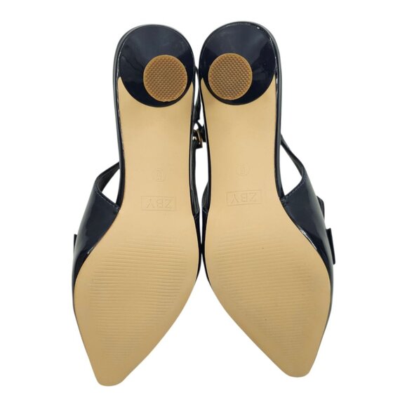 ZBY Coutgo Pointed Toe Slingback Kitten Heel Pumps Women 6 Slip On Ankle Buckle - Picture 7 of 16